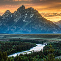 Sunset on Grand Teton and Snake River
